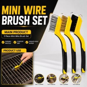 Mini Wire Brush Set – 3-Piece Steel, Brass & Nylon Brushes
