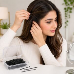 Black Bobby Pins with Storage Case – 60-Pack Bobby Pins