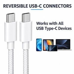 USB-C to USB-C Braided Charging Cable – White