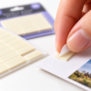Double-sided sticky foam pads in use
