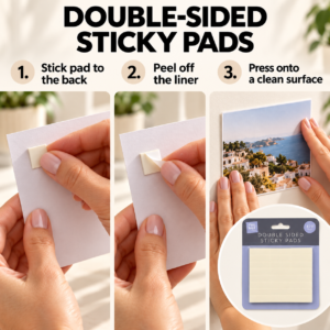 Double-sided sticky foam pads in use