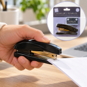 Compact Black Stapler with 500 Staples – Home, School & Office Set