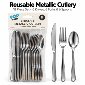 Silver-Colour Cutlery Set – Knife, Fork & Spoon with Smooth Handles