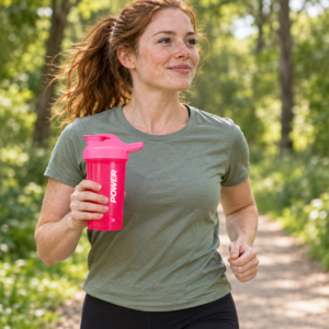 Pink Protein Shaker Bottle – 700ml Gym Drinks Mixer with Mixing Ball