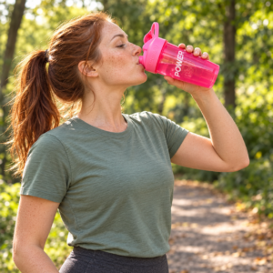 Pink Protein Shaker Bottle – 700ml Gym Drinks Mixer with Mixing Ball