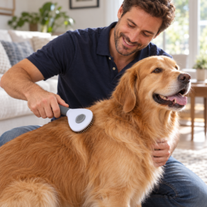 Self-Cleaning Pet Grooming Brush – Cat & Dog Slicker with Hair Release Button