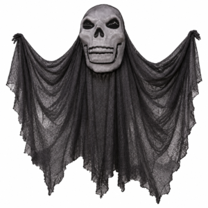 Black Floating Ghoul – Skull Face Hanging Halloween Decoration