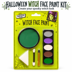 Halloween Witch Face Paint Kit – Green Makeup, Colour Palette & Applicators