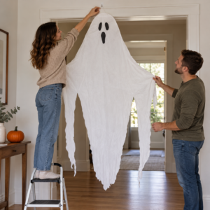 Giant White Hanging Ghost – Spooky Halloween Party Decoration