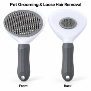 Self-Cleaning Pet Grooming Brush – Cat & Dog Slicker with Hair Release Button