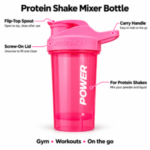 Pink Protein Shaker Bottle – 700ml Gym Drinks Mixer with Mixing Ball