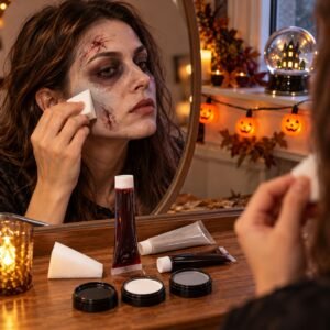 Zombie Make-Up Kit – 8-Piece Halloween Face Paint & Fake Blood Set