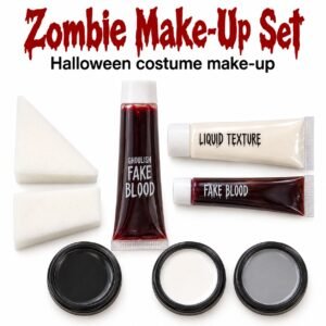 Zombie Make-Up Kit – 8-Piece Halloween Face Paint & Fake Blood Set