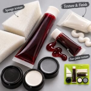 Zombie Make-Up Kit – 8-Piece Halloween Face Paint & Fake Blood Set