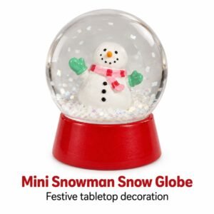 Mini Snowman Snow Globe – Red Base Christmas Tabletop Decoration