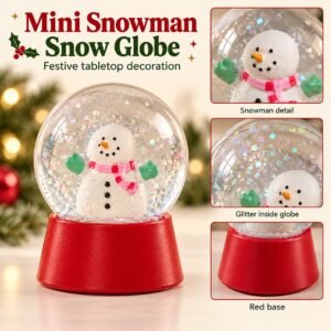 Mini Snowman Snow Globe – Red Base Christmas Tabletop Decoration