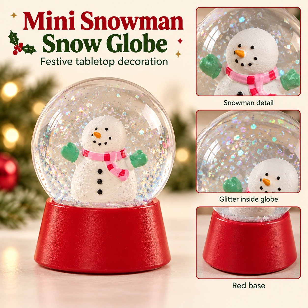 WhatsApp Image 2026-10-10 at 2.15.35 AM Mini Snowman Snow Globe – Red Base Christmas Tabletop Decoration