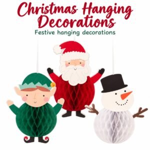 Christmas Honeycomb Hanging Decorations – Santa, Elf & Snowman