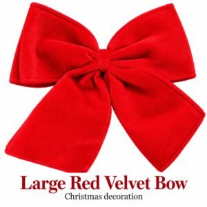 Large Red Velvet Christmas Bow – Tree, Wreath & Garland Decoration
