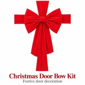 Red Christmas Door Bow Kit – Festive Ribbon Wrap Door Decoration