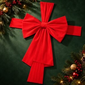 Red Christmas Door Bow Kit – Festive Ribbon Wrap Door Decoration