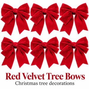 Red Velvet Christmas Tree Bows – Festive Decorations for Trees, Wreaths & Garlands