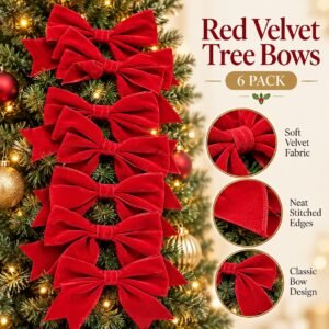 Red Velvet Christmas Tree Bows – Festive Decorations for Trees, Wreaths & Garlands