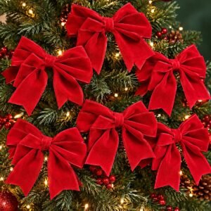 Red Velvet Christmas Tree Bows – Festive Decorations for Trees, Wreaths & Garlands