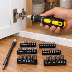 58-Piece Ratchet Screwdriver Bit & Socket Set with Flexible Extension for DIY & Home Repairs