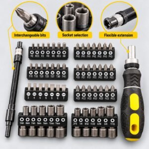 58-Piece Ratchet Screwdriver Bit & Socket Set with Flexible Extension for DIY & Home Repairs
