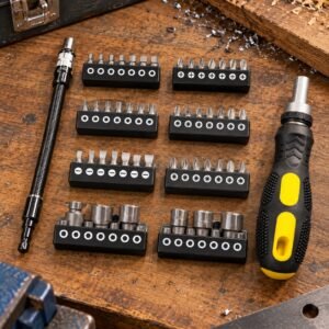 58-Piece Ratchet Screwdriver Bit & Socket Set with Flexible Extension for DIY & Home Repairs