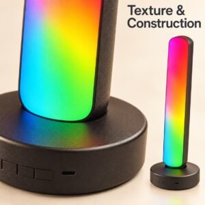 Wireless Light Bar Speaker with Multicolour Ambient Lighting – Black Desktop Music Speaker