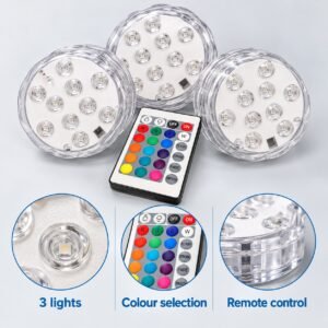 3-Pack Colour Changing LED Lights with Remote Control – Indoor Mood & Display Lighting