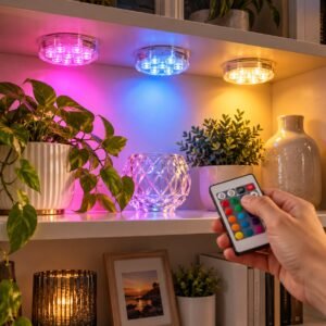 3-Pack Colour Changing LED Lights with Remote Control – Indoor Mood & Display Lighting