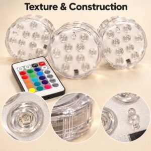 3-Pack Colour Changing LED Lights with Remote Control – Indoor Mood & Display Lighting