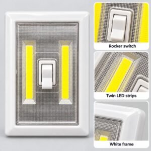 LED Rocker Switch Light – White Twin LED Cupboard & Wardrobe Light, No Wiring Required