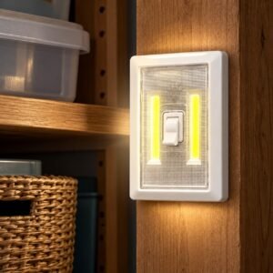 LED Rocker Switch Light – White Twin LED Cupboard & Wardrobe Light, No Wiring Required