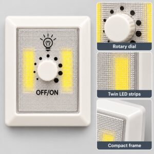 Dimmable LED Dial Switch Light – White Twin LED Cupboard & Wardrobe Lighting