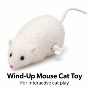 White Wind-Up Mouse Cat Toy – Fluffy Moving Toy for Interactive Chase & Pounce Play