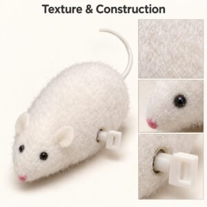 White Wind-Up Mouse Cat Toy – Fluffy Moving Toy for Interactive Chase & Pounce Play