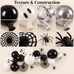Halloween Balloon Garland Kit – Black, White & Silver Ghost-Themed Party Backdrop