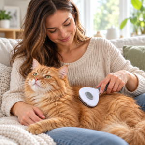 Self-Cleaning Pet Grooming Brush – Cat & Dog Slicker with Hair Release Button